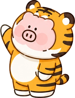 Pig character wearing a tiger costume